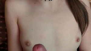 Sweet Girl Handjob Big Dick To Cum on Tits - Sexy Amateur POV