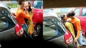 Indian couple's passionate outdoor encounter with kissing and touching