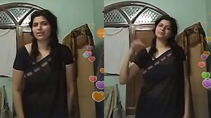 MILF in black saree seduces with sensual dance moves