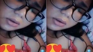 Cute Indonesian girl flaunts her breasts during video call
