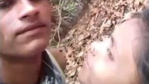 Teen couple has sex in the wild outdoors