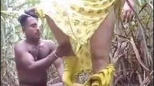 Indian couple enjoys outdoor sex with friend in village