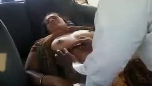 Mallu aunty's big boobs and hairy pussy in outdoor car sex video