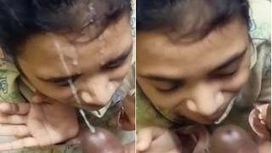 Lover cums on girl's face in hot video