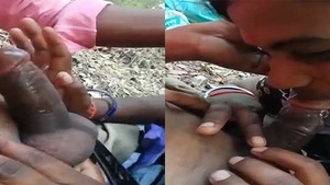Marathi wife gives a public blowjob in the open air