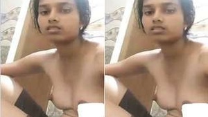 Indian girl flaunts her breasts and pussy in video call