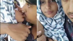Desi cutie with hijab gives a blowjob to her lover
