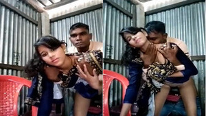 Amateur Indian couple fucks standing in public