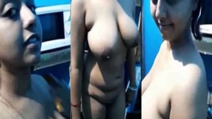 A big-breasted homemaker takes nude selfies