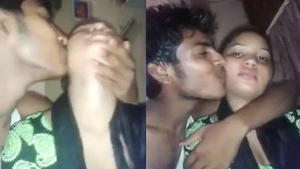 Desi sister and cousin share a steamy kiss and squeeze each other's boobs
