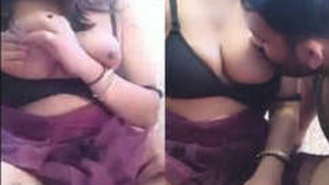 Desi wife's big breasts sucked by her spouse