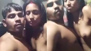 Watch this hot couple get naughty in the nude while standing