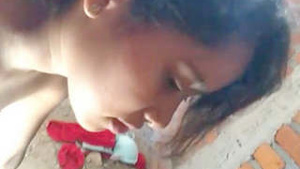 Cute young girl enjoys doggy style sex