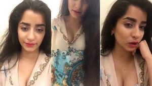 Beautiful Indian girl pleasures herself with her perky breasts and talks to fans