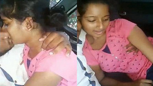 Indian girl gives oral sex in a car