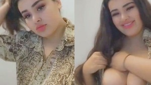 Cute desi model with big boobs in a solo performance