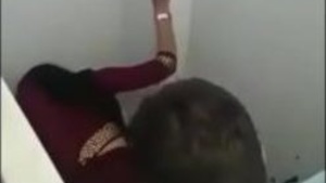 Desi wife gives blowjob and gets fucked in the toilet