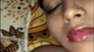 Desi wife's sleeping sex video leaked online, featuring hairy pussy and small boobs