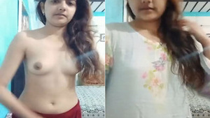Indian amateur babe flaunts her big boobs and pussy