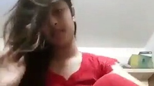 Indian college girl flaunts her nude boobs and butt in a solo video