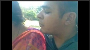 Indian couple enjoys a romantic date in the park