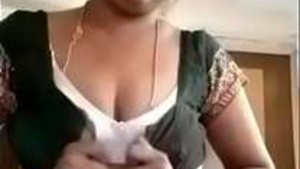 Fatty Indian woman with nice boobs flaunts them in village