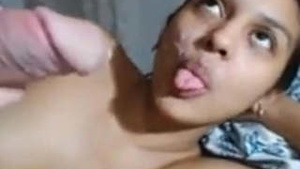 Cute desi girl gets covered in cum in a facial video