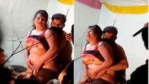 Indian college girl gets fucked on stage by aunty