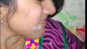 Bhabi gets covered in cum, doesn't enjoy the sensation