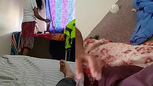 A timid wife fondles her boobs and performs oral sex