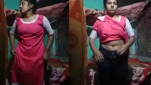 Country girl films her passionate encounter with her lover in a village